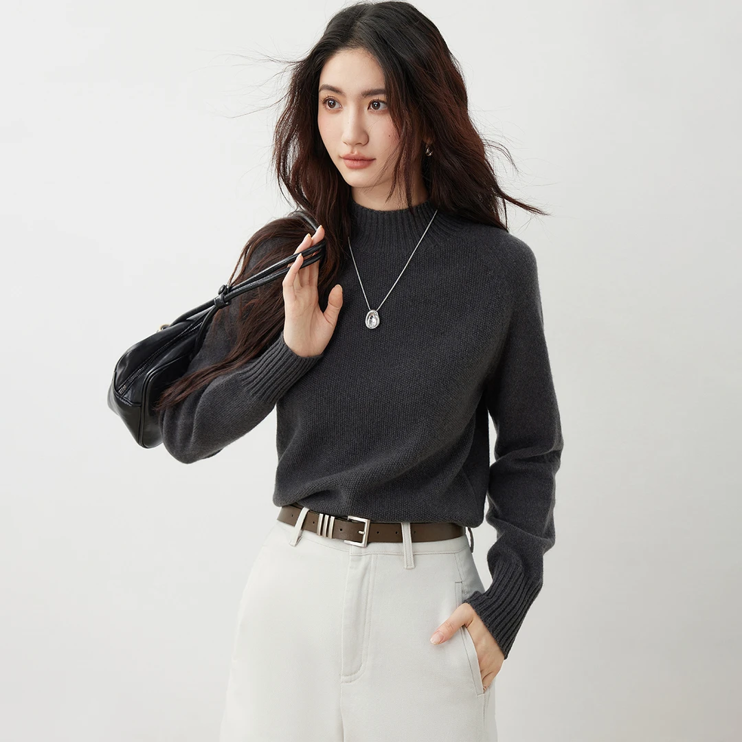 【丽公主专属】朗文斯汀显瘦半高领100%绵羊毛针织衫DTYZ5509C03173