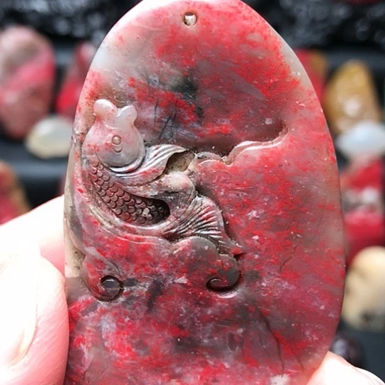 昌化石昌化鸡血石挂件