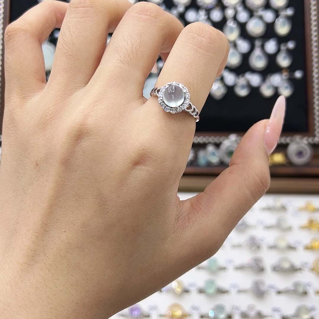 岫玉银S925镶嵌戒指