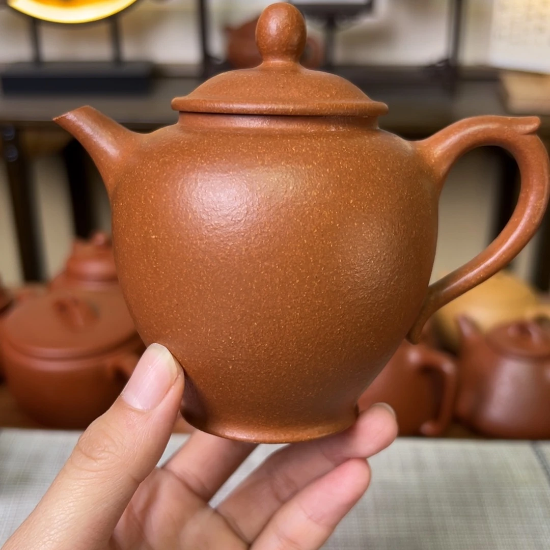 紫泥茶壶紫砂壶高宫灯黄降坡220cc