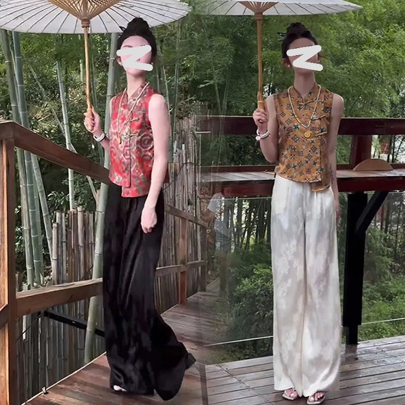 【有运费险】气质新中式立领盘扣无袖上衣女2025夏季新款不规则衬衫