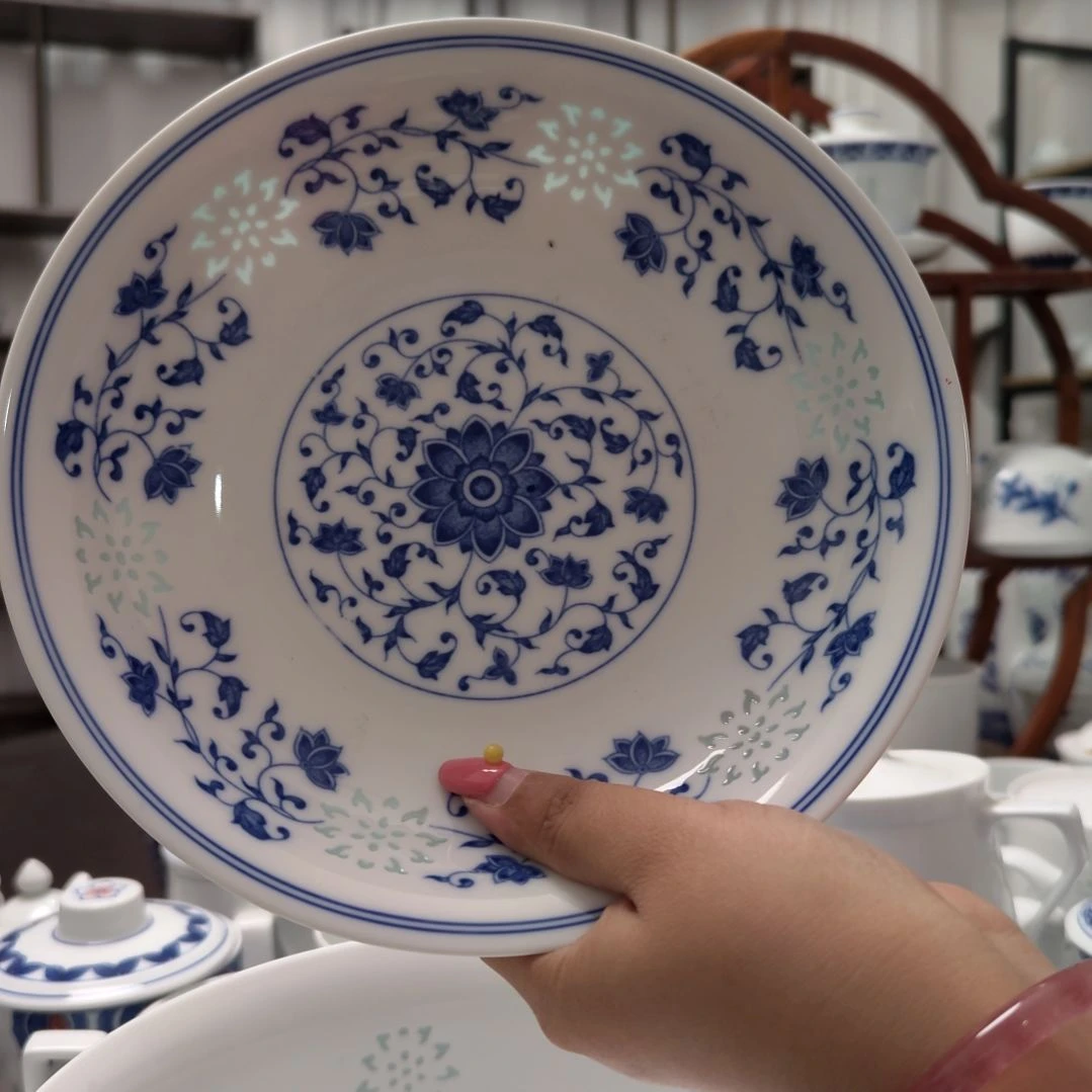 陶瓷万寿莲8寸窝盘两只装