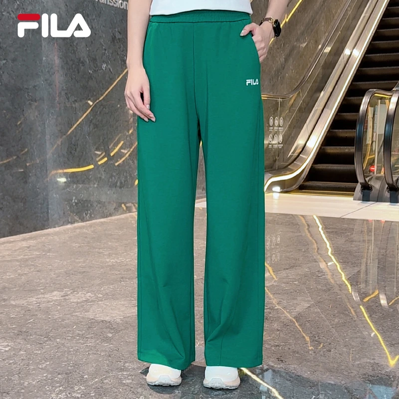 Fila/斐乐女子时尚休闲针织长裤舒适直筒百搭绿色简约F11W539602F