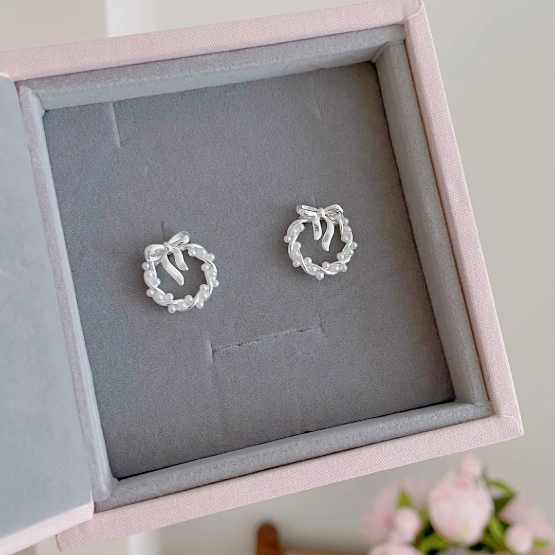 铜合金耳饰 D2184 S925银针缠绕蝴蝶结原创设计甜美百搭耳饰女