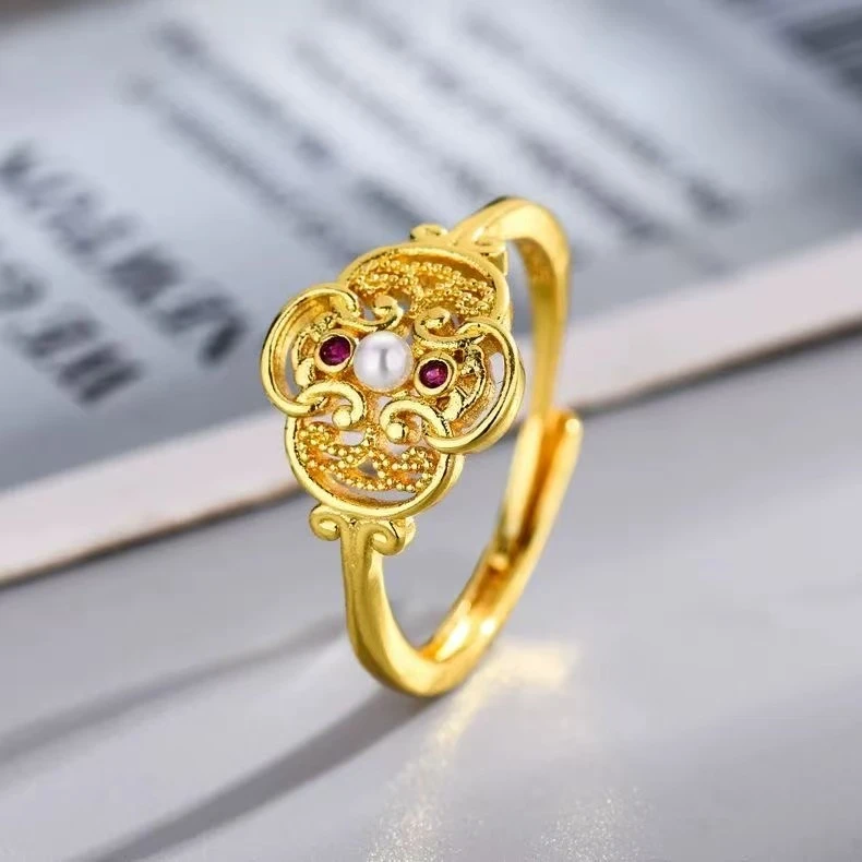 新款吉祥如意戒指开口可调节珍