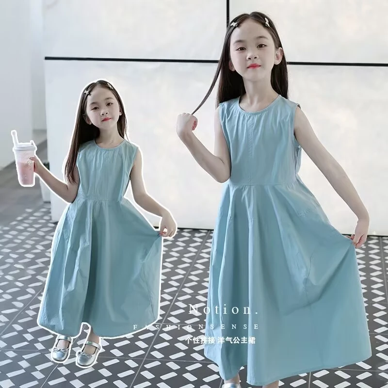 【上新福利】女童夏季连衣裙无袖背心裙女孩大童洋气棉布裙子2025