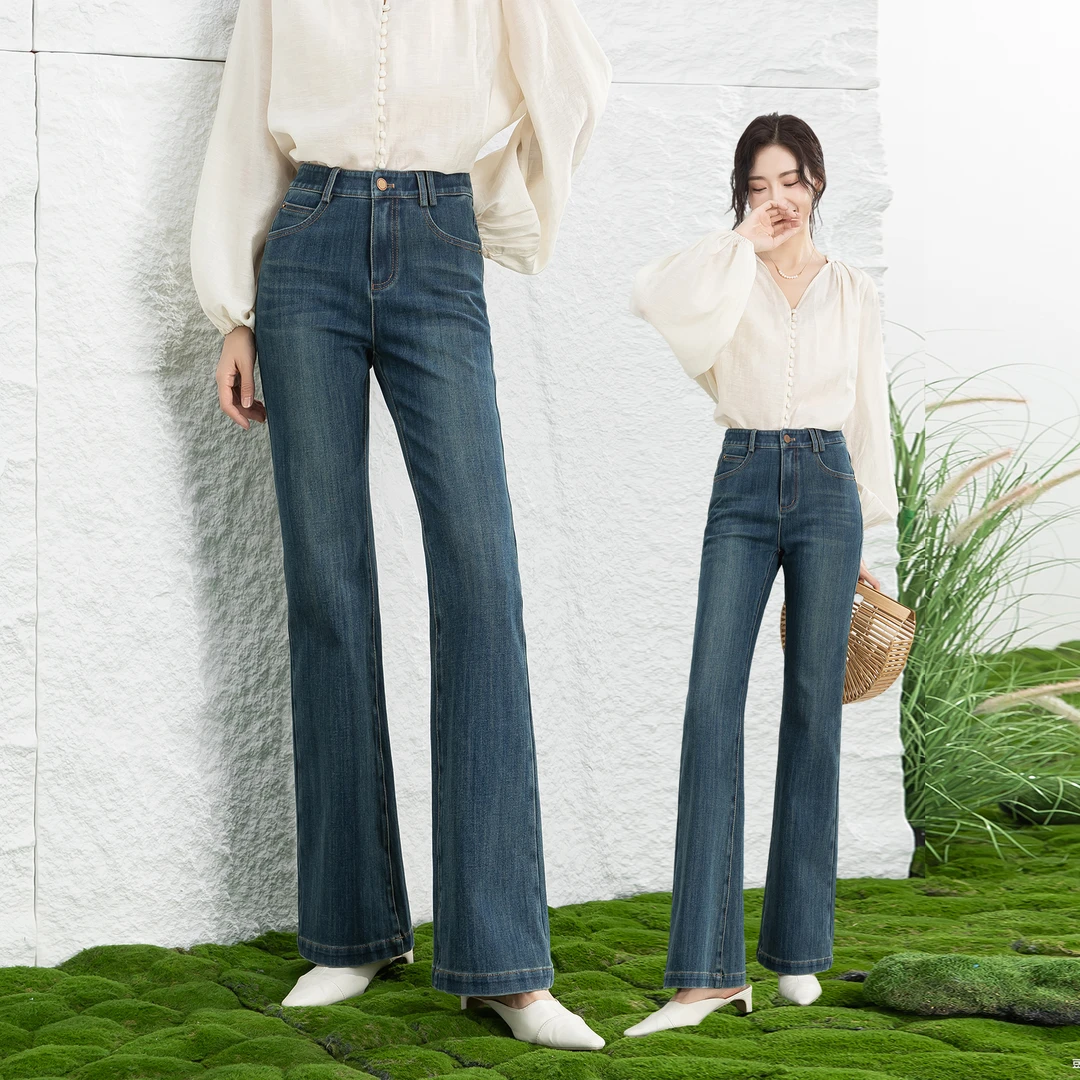 【肖肖定制】秋季高腰时尚百搭显瘦微喇长裤女款气质服装休闲裤3602