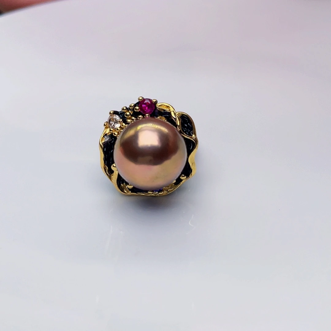 淡水珍珠戒指银S925镶嵌余***?