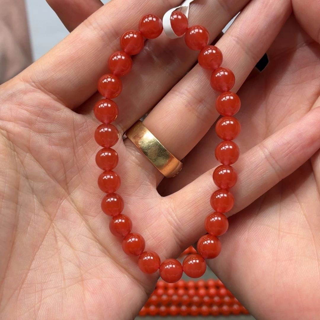 南红玛瑙未镶嵌手串原矿保山杨柳水红南红手串卡7+