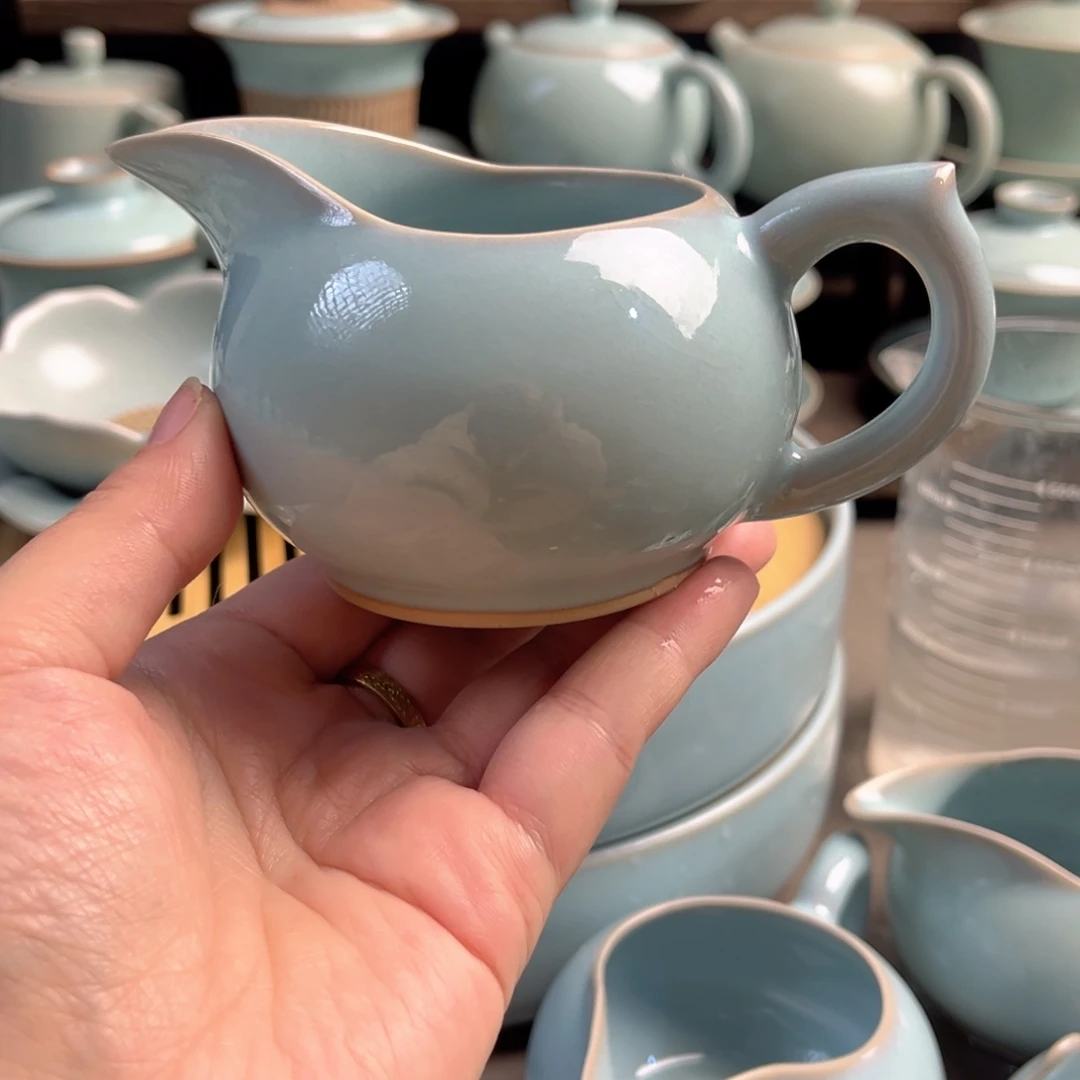 摆件陶瓷天青釉西施公道原矿