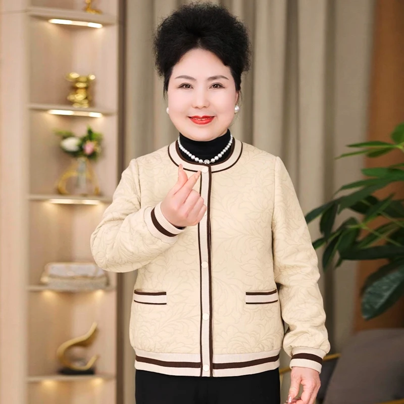 美学家中年休闲外套2025春季新款短款妈妈装气质圆领女装25615