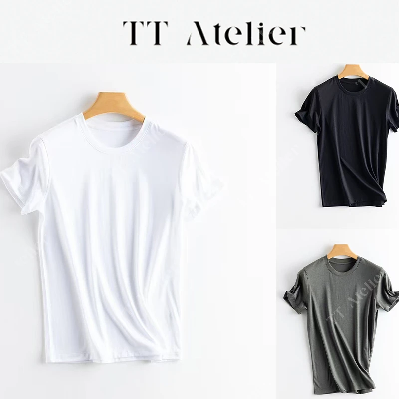 TT设计师【云逸】新款棉莱赛尔短袖T恤女夏季通勤休闲上衣TT250342