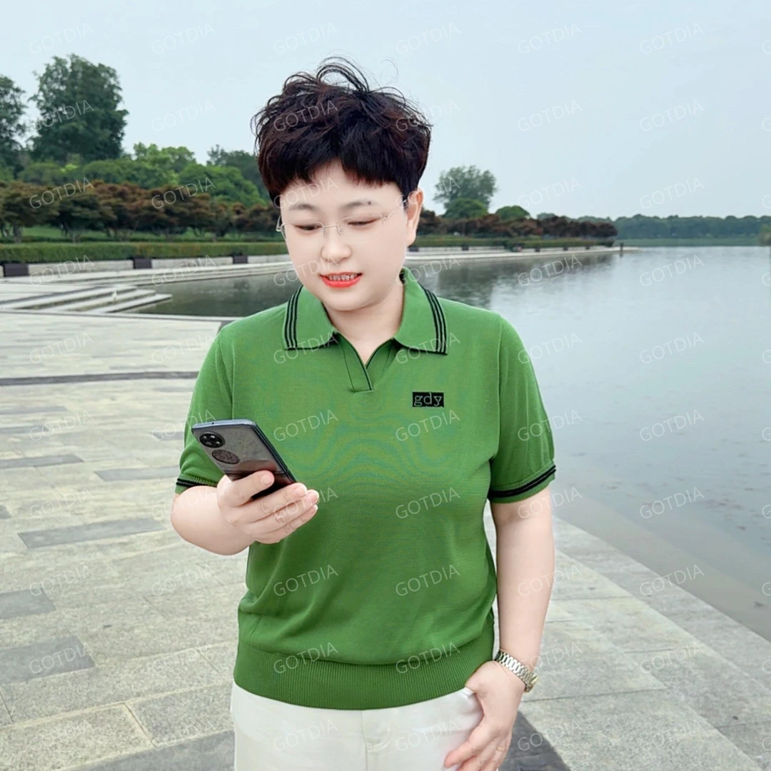 【清凉透气】大码女装新款（25142）显瘦时尚夏季翻领兰精天丝百搭