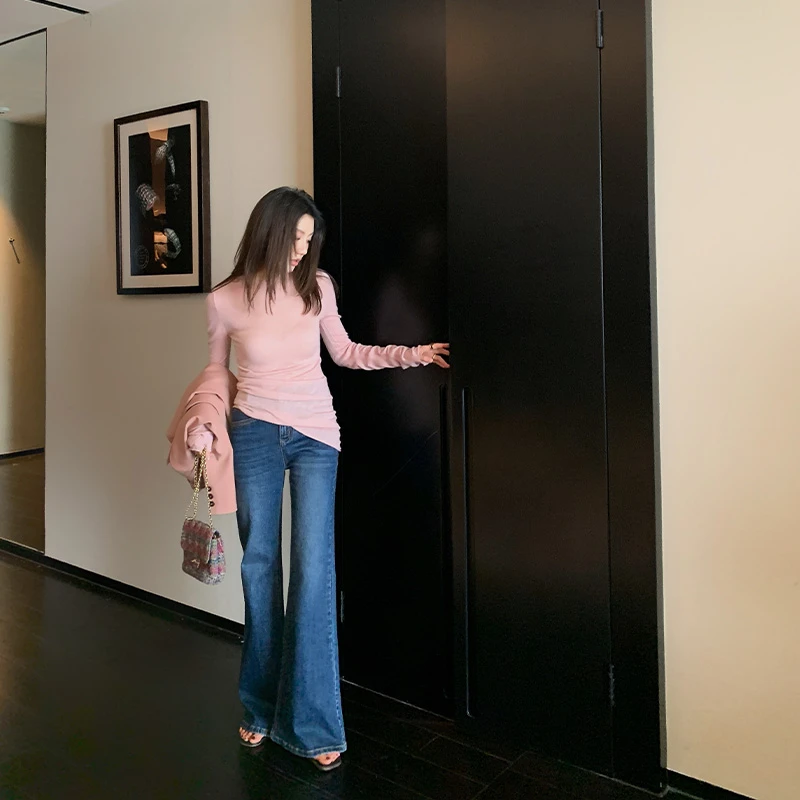 【ALONE SAVOR】龍喜儿高腰牛仔 修身棉牛仔裤水洗百搭Z791