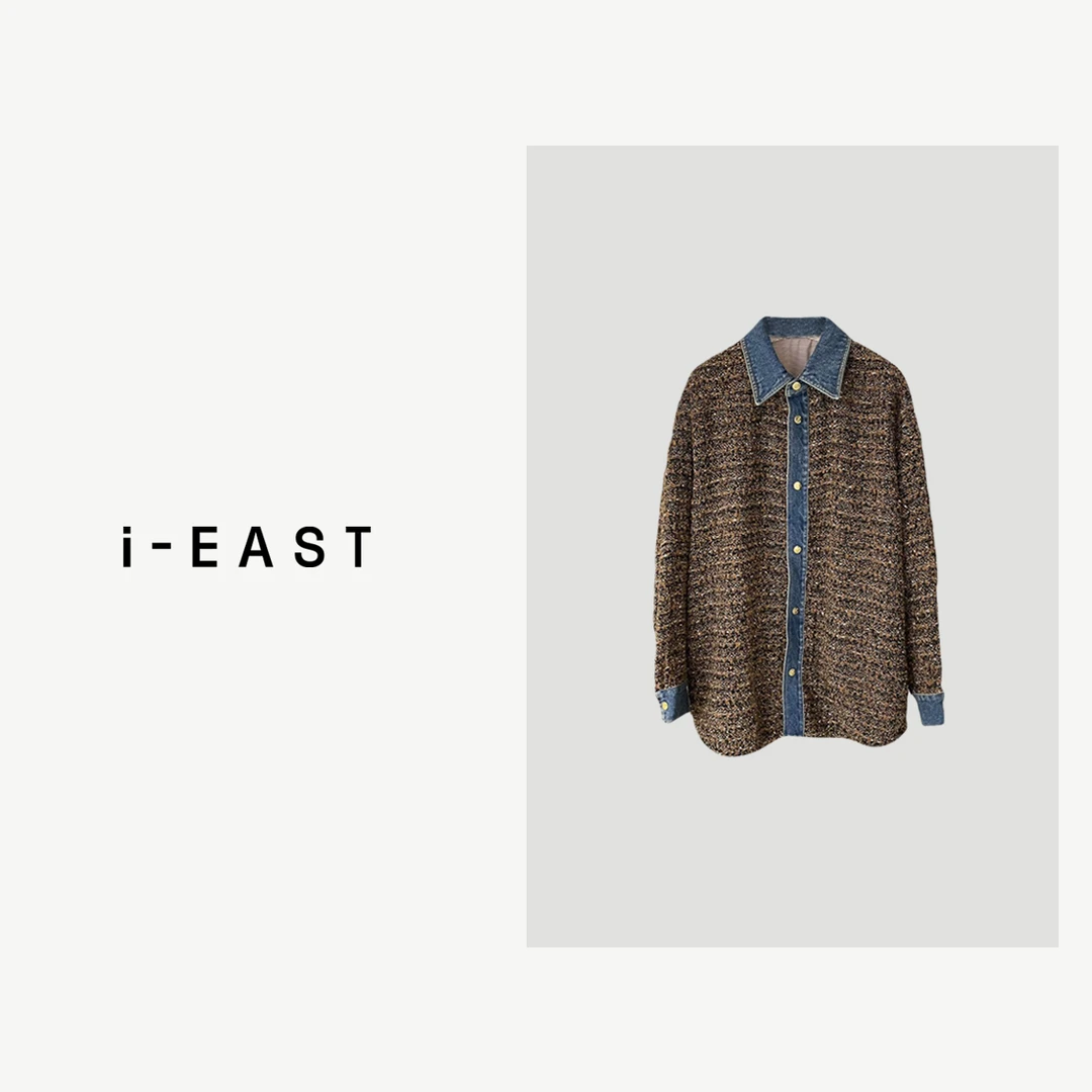 i-EAST 微光摩纳~复古编织纹翻领开衫外套-3D WT41315