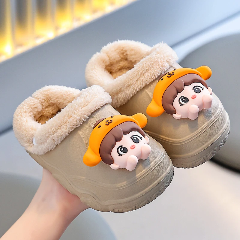 男童棉拖鞋儿童居家防滑防水加绒保暖EVA可拆卸棉套亲子棉鞋2025