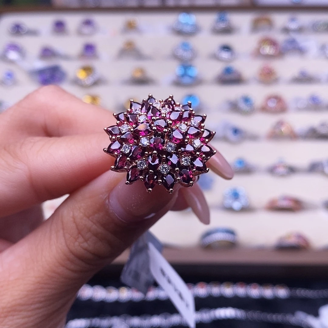 银S925镶嵌戒指石榴石