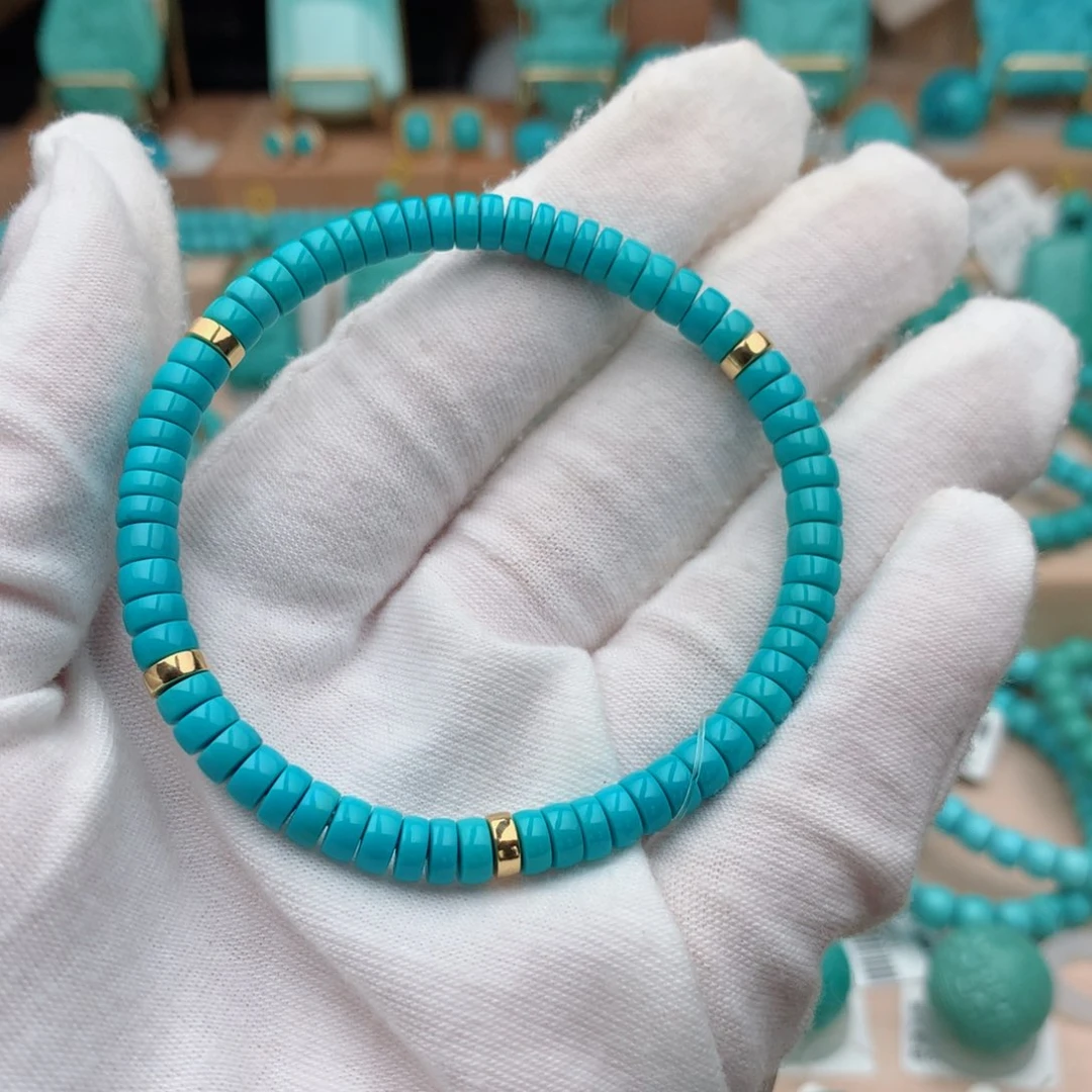 绿松石18K金镶嵌珠宝奇石5mm