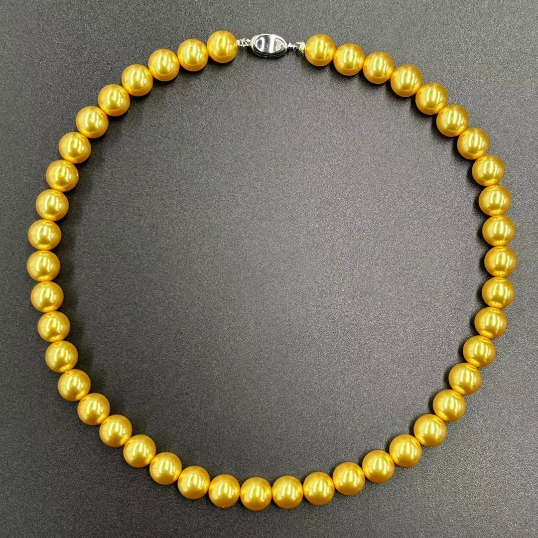 x592-轻奢气质设计款香槟金圆珠项链-赠礼盒