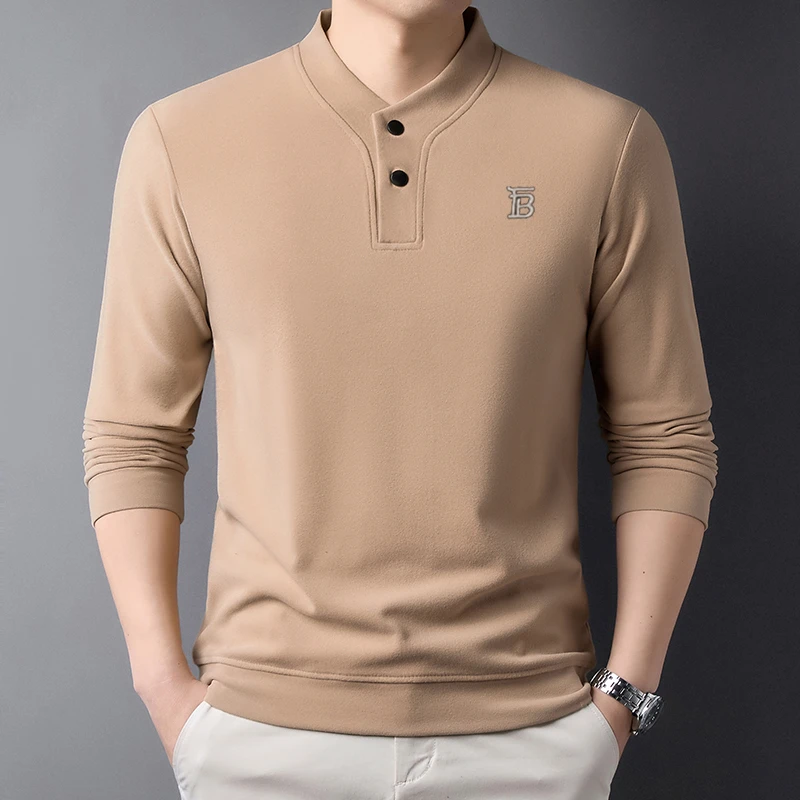 【专柜同款】欧洲轻奢春秋新款潮牌男士卫衣长袖纯色休闲百搭t恤男