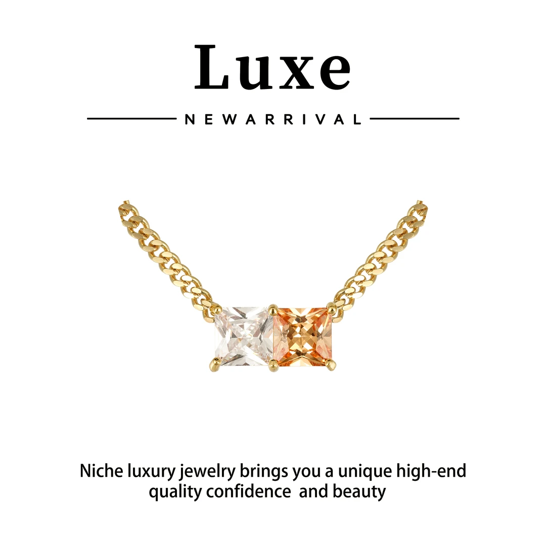 铜合金合成锆石项链  【琴愿为你】项链时尚百搭套装YT110004