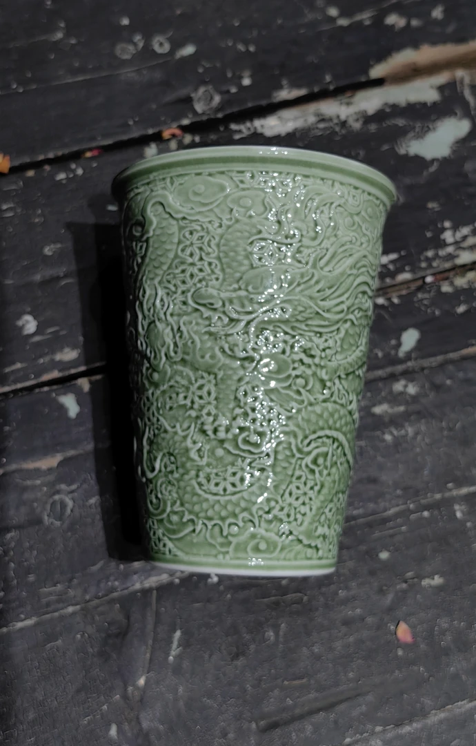 青釉雕刻可乐杯啤酒杯
