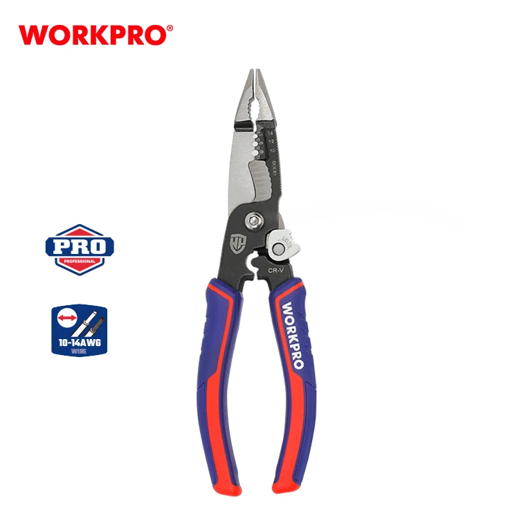 WORKPRO/万克宝三色柄全新款五合一多功能剥线钳尖嘴钳电工钳