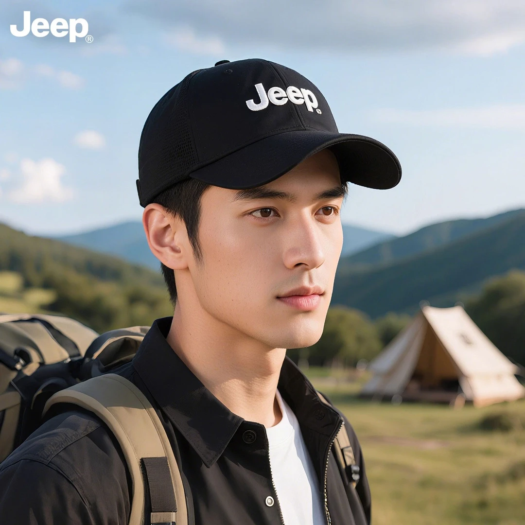 JEEP/吉普帽子鸭舌帽男硬顶加深大头围休闲百搭显脸小棒球帽男士