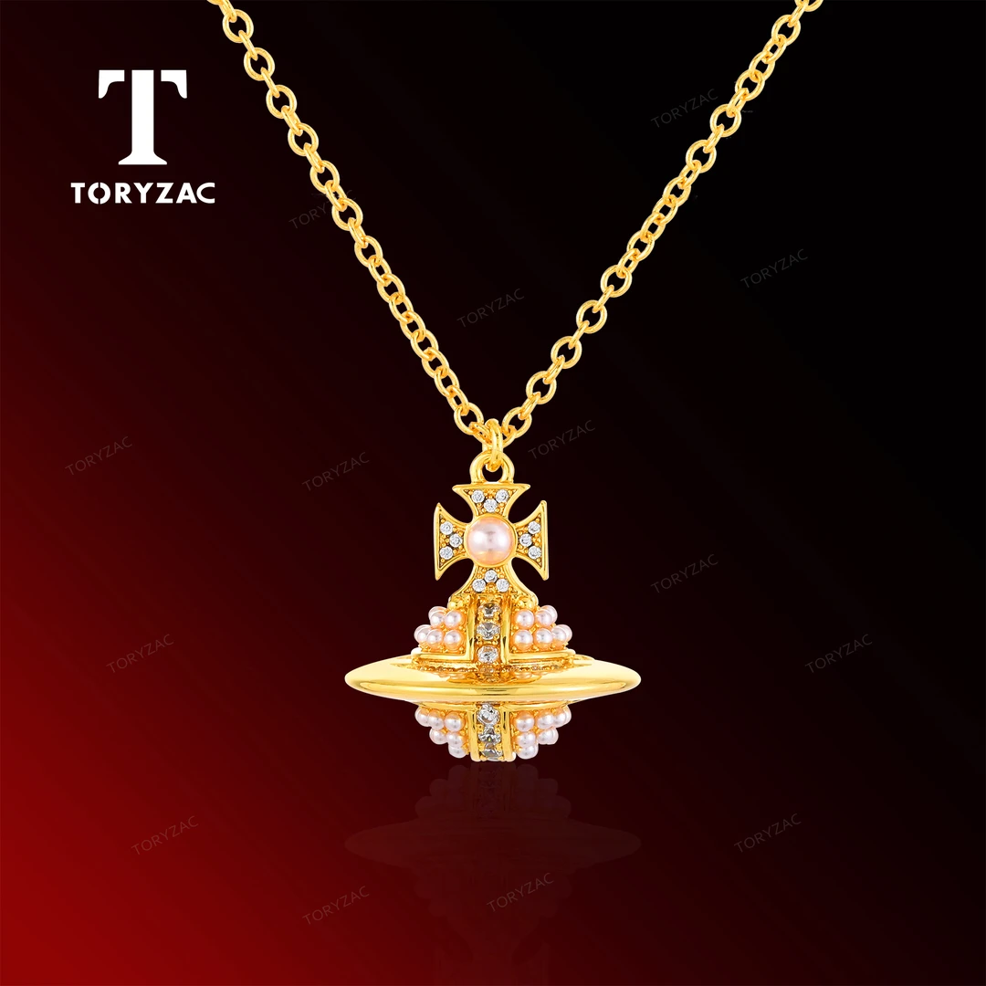 镀k金 时尚轻奢锆石星球设计款项链 2592