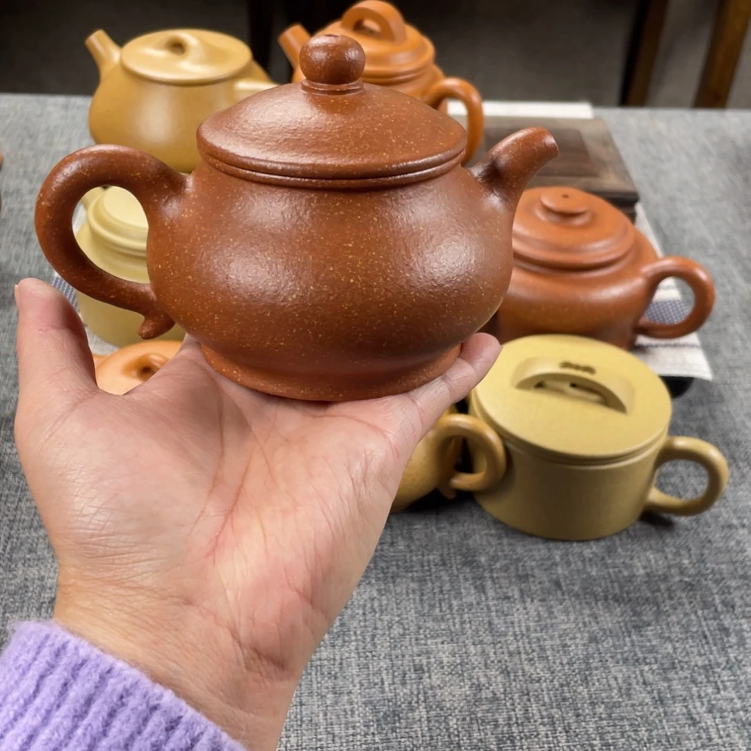 茶壶紫砂红降坡潘壶全手20目220手工泥