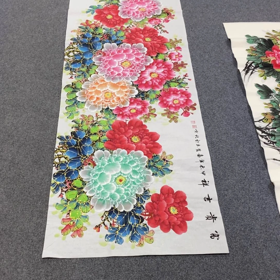 国画天*180✖️70金线水晶牡丹画画画画画画画画