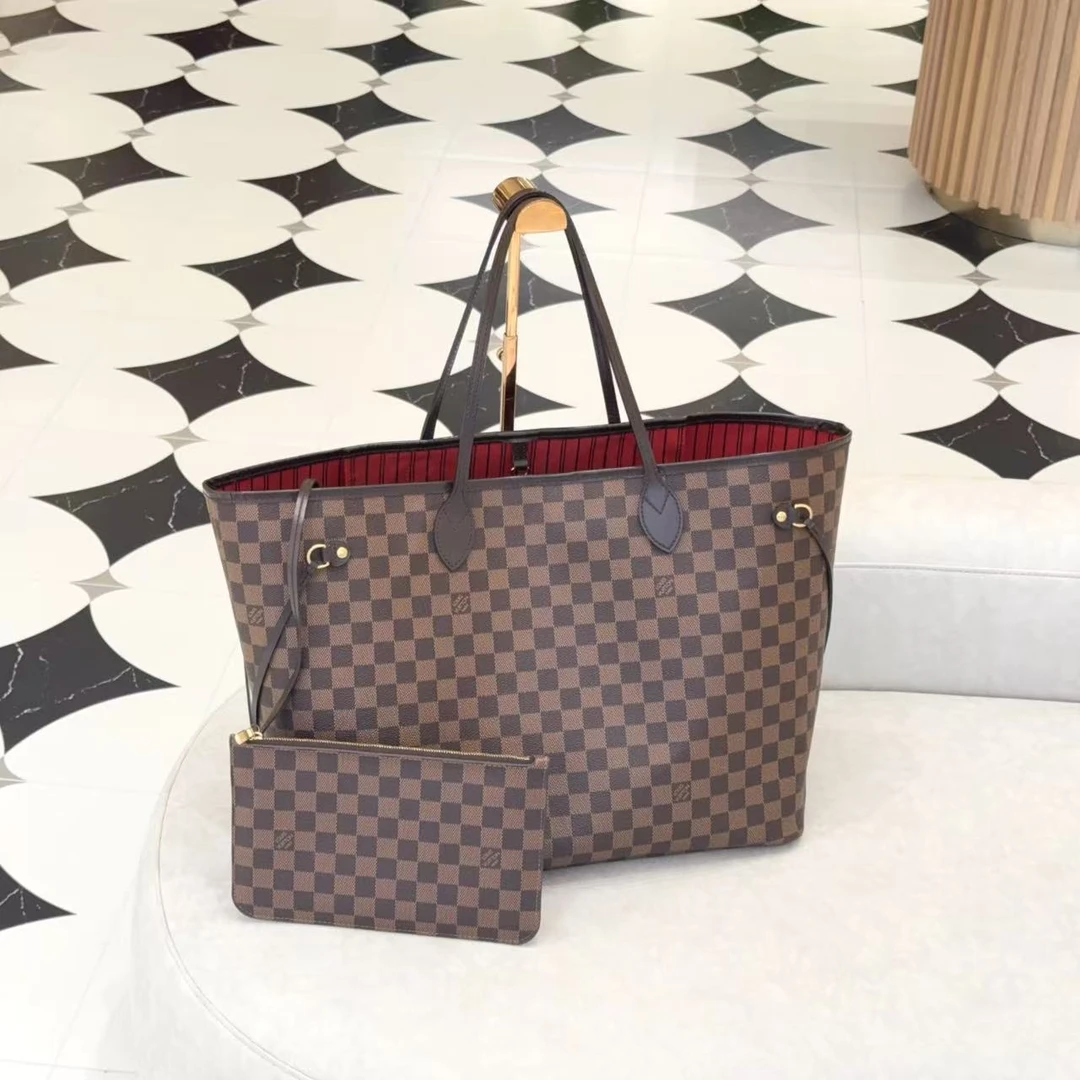 95新 LouisVuitton/路易威登 GGSneverfull棕棋盘单肩包93959848