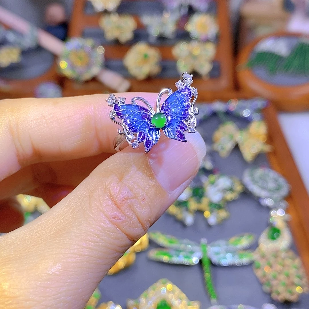 颈饰银S925镶嵌翡翠