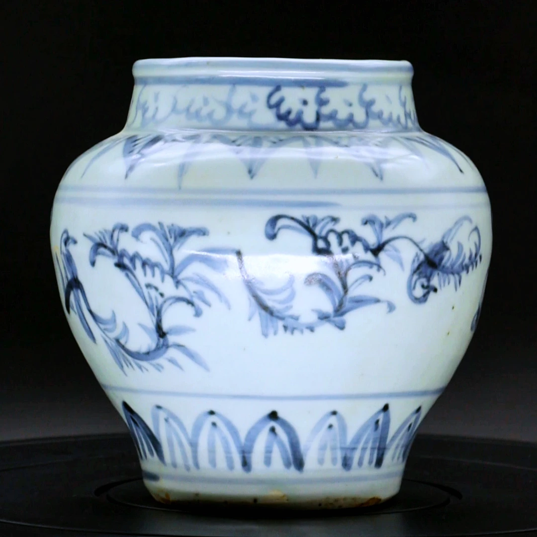 纯手工青花花鸟罐
