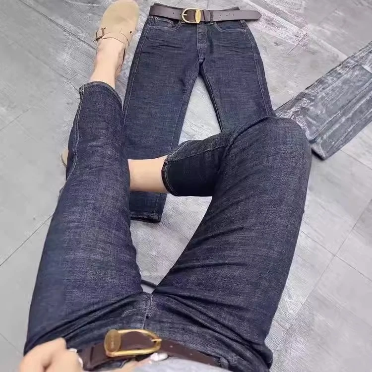 2025年夏季大码女胖mm遮胯显瘦百搭九分烟管裤高腰弹力直筒牛仔裤