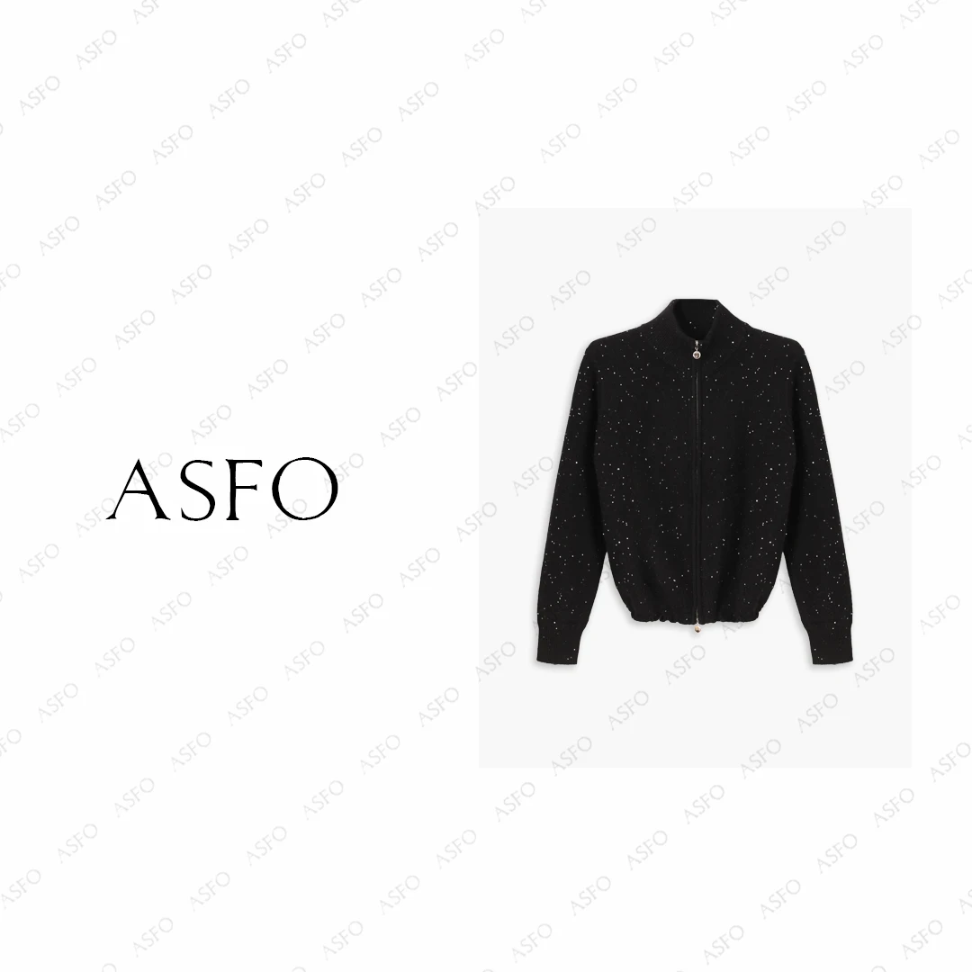 【AS闪光点】25新时尚手缝亮片加厚保暖拉链羊毛开衫AS25QZZ00630