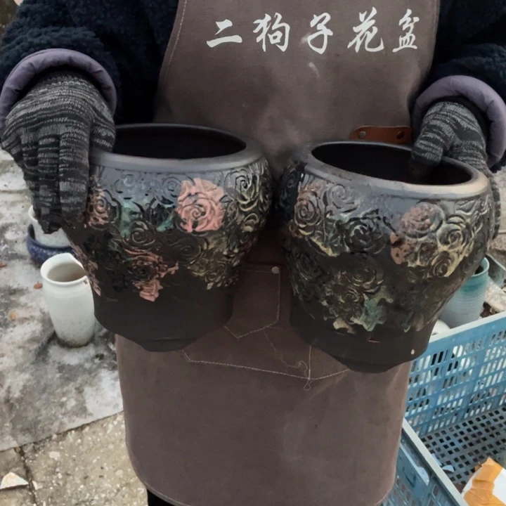 紫砂花盆口16高20瑕疵瑕疵