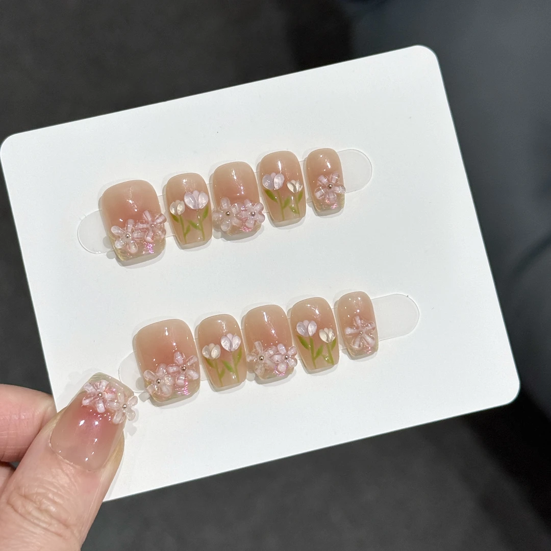 【郁上花季】蝶诗舞 纯手工定制美甲贴片 手绘仙气定制穿戴甲10片