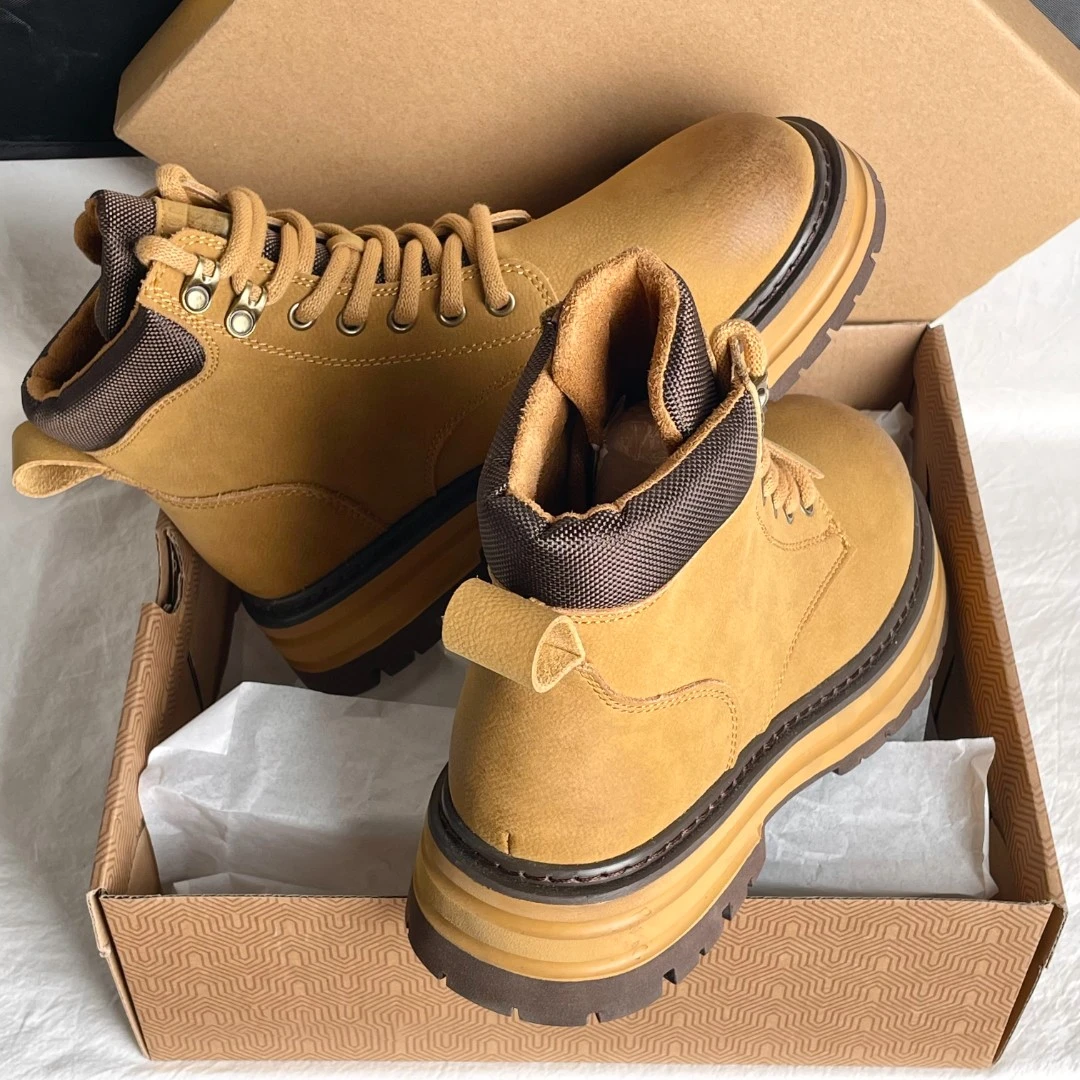 英伦风复古厚底马丁靴男女2025新款春秋爆款户外登山大黄靴