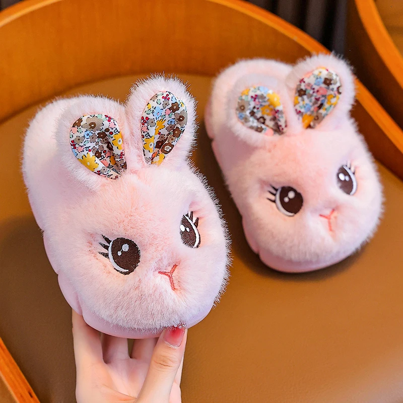 兔子儿童棉拖鞋女童2025新款秋冬季室内家居可爱加绒拖鞋女孩宝宝