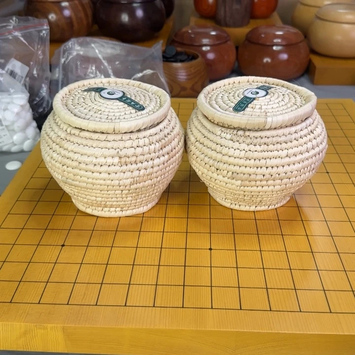 木质大号草编棋罐