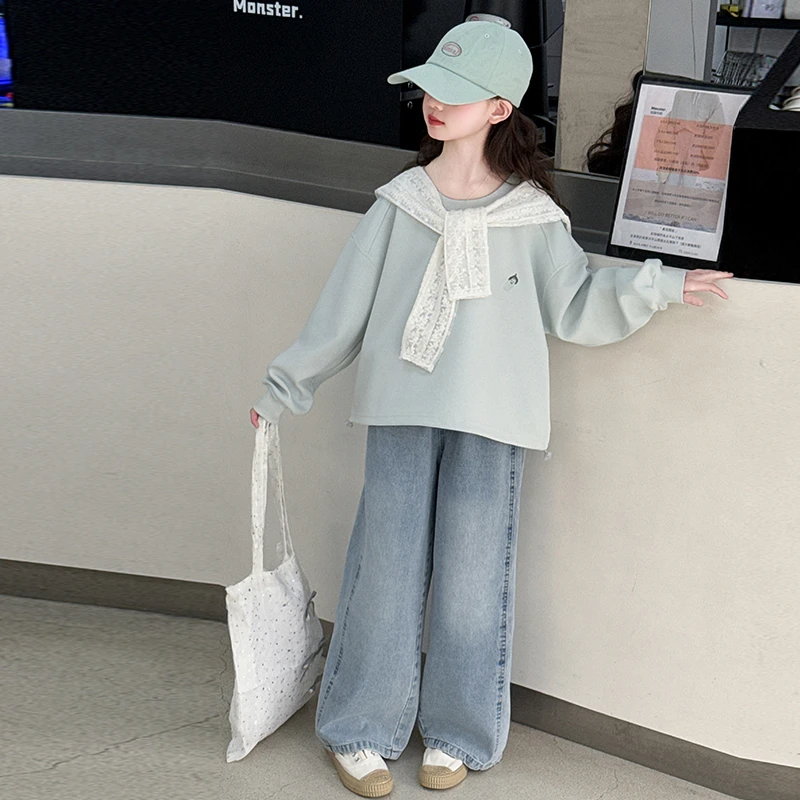 春秋卫衣女孩套装童装休闲长袖洋气新款6-12岁中大童时髦潮牌春装