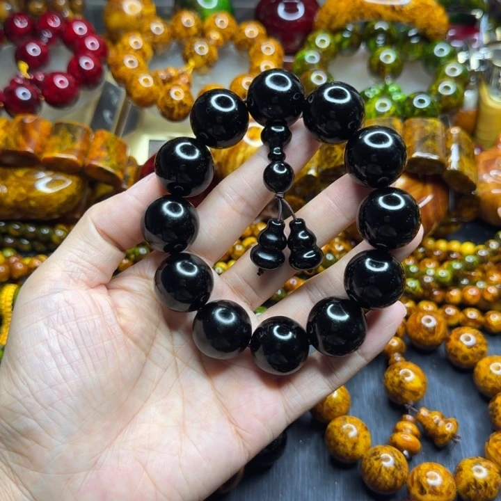 松木琥珀木文玩手串