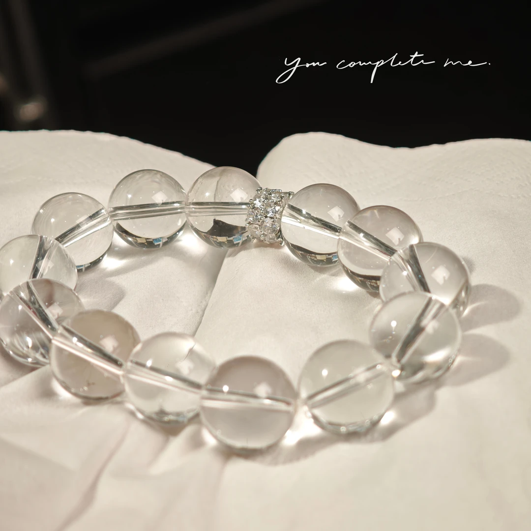 VANJÍ梵极·清冷感大颗粒白水晶冰透设计款手串女天然水晶