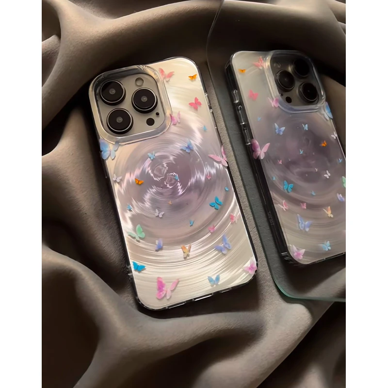 BANCA七彩蝴蝶流光壳适用苹果16/15promax手机壳iPhone14/13/12女