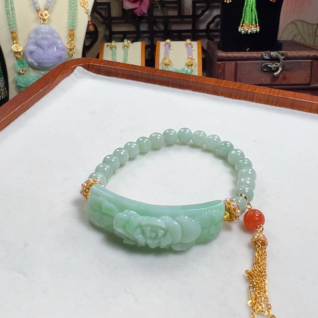 翡翠未镶嵌毛衣链手牌