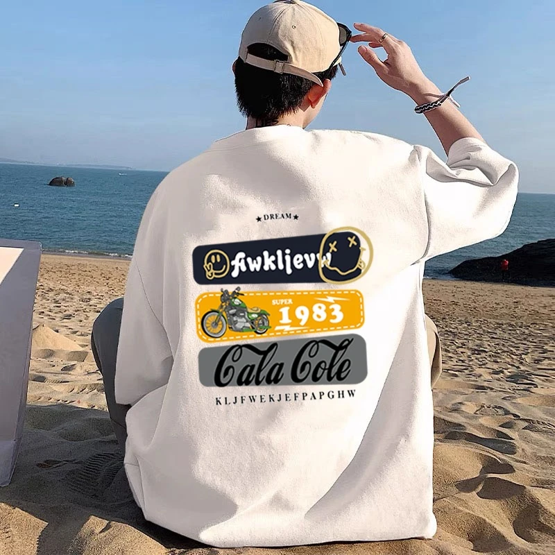 开学季纯棉短袖t恤男生夏季潮牌美式宽松大码半袖学生青少年上衣