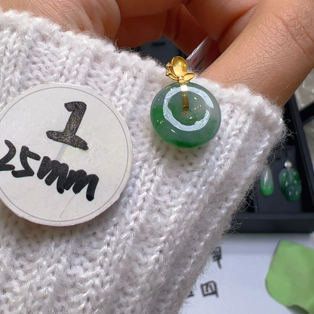 翡翠18K金镶嵌吊坠(不含链)