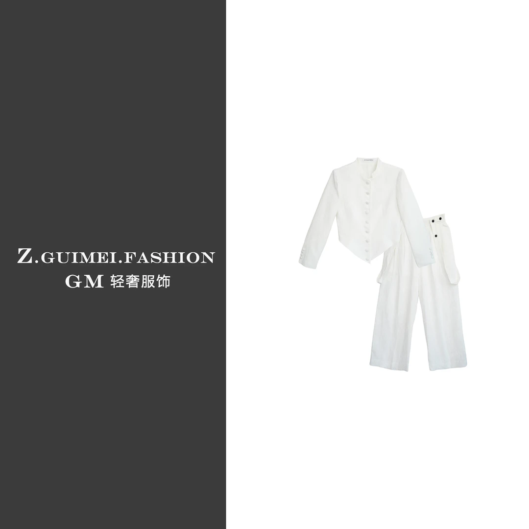 【肆姐高定】亚麻西装背带裤套装X2557