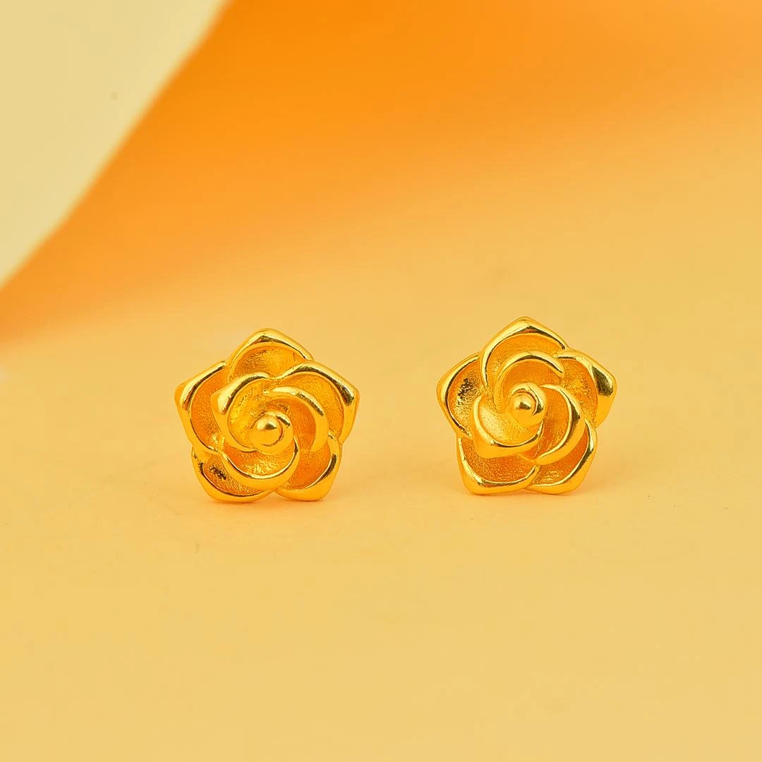 足银耳饰 山茶花耳钉气质简约